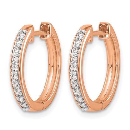 14K Roségold Creolen mit Klappscharnier und 0,25K Diamanten