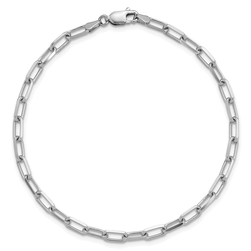 14K Weißgold 3.5mm Massiv Abgeschrägt Büroklammer Gliederarmband