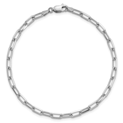 14K Weißgold 3.5mm Massiv Abgeschrägt Büroklammer Gliederarmband