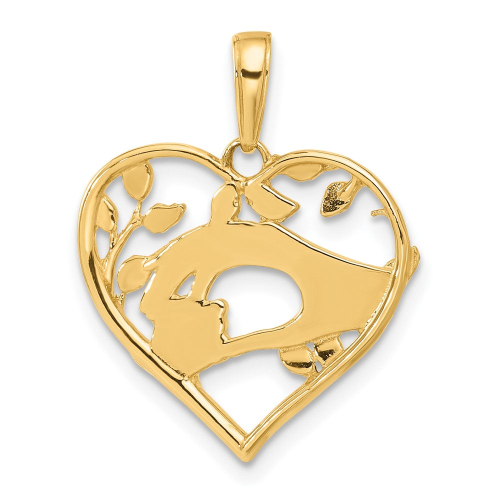 Diamantierter Anhänger „Mutter- und Kind-Hände im Herz" aus 14K Gelbgold und Rhodium