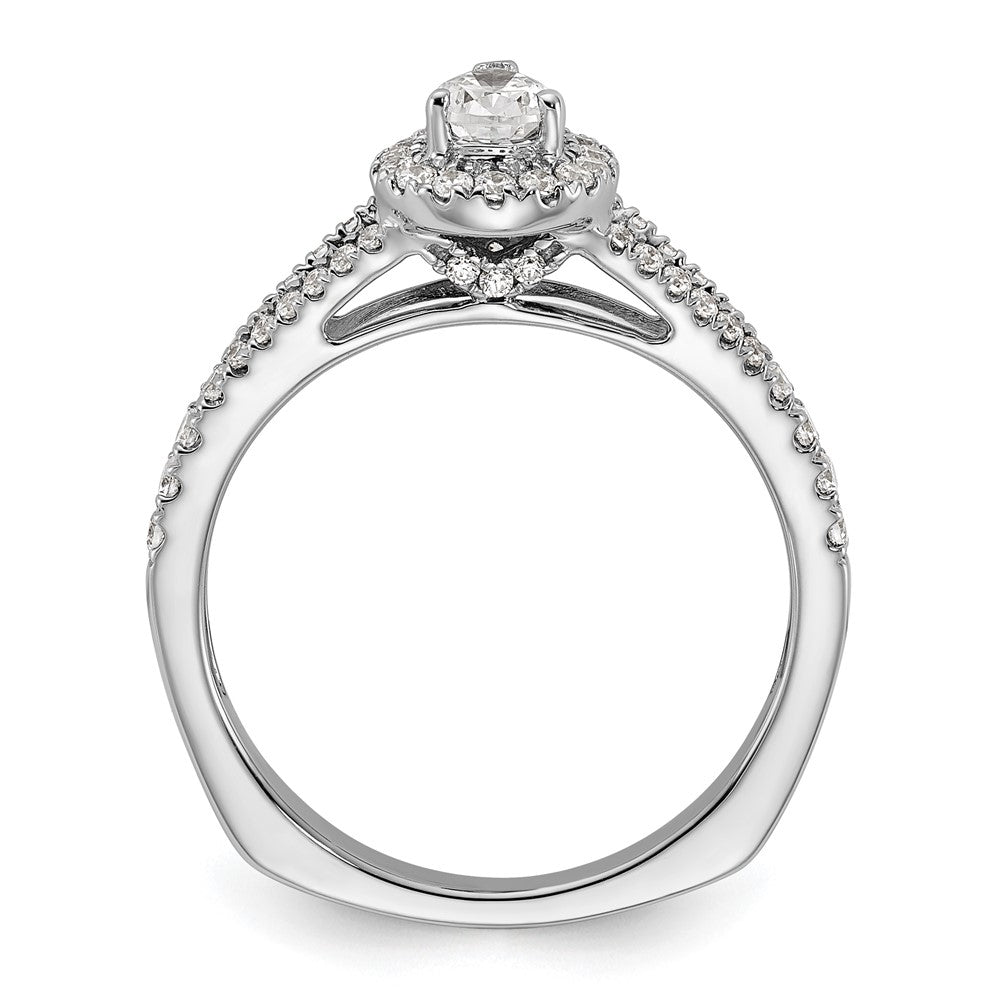 14K Weißgold Verlobungsring mit birnenförmigem Diamant