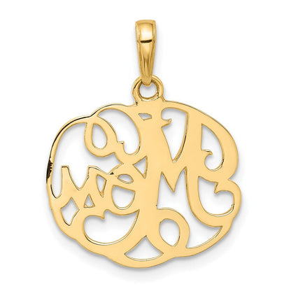 14K Gelbgold und Rhodium diamantgeschliffener MOM in Fancy-Anhänger