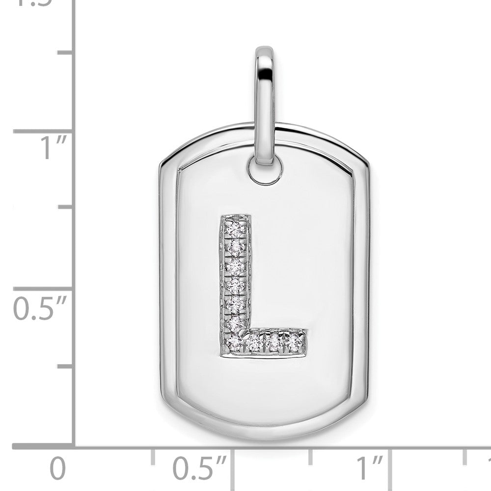 14K Weißgold Diamant Erkennungsmarke Charm mit Buchstabe L