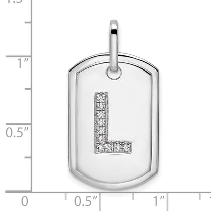 14K Weißgold Diamant Erkennungsmarke Charm mit Buchstabe L