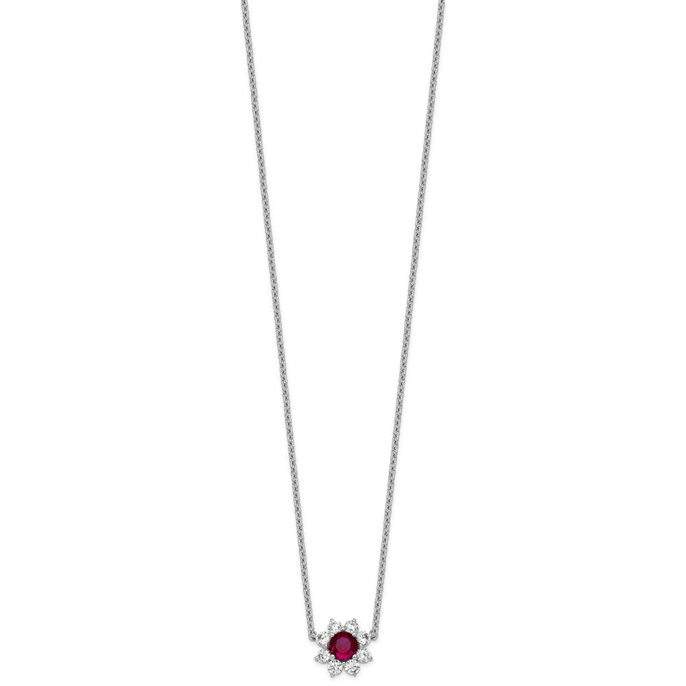 14K Weißgold Vs/si G+ Im Labor Gezüchtet Diamant und Aaa Qualität Echt Rubin Pend