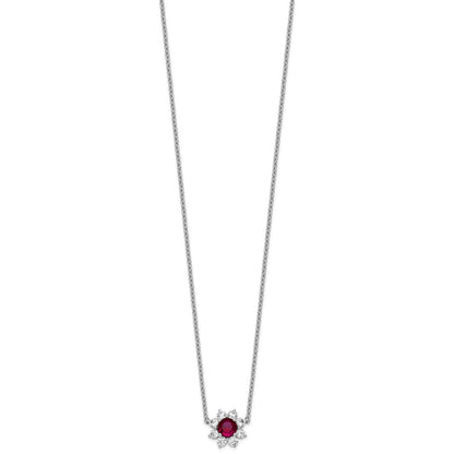 14K Weißgold Vs/si G+ Im Labor Gezüchtet Diamant und Aaa Qualität Echt Rubin Pend