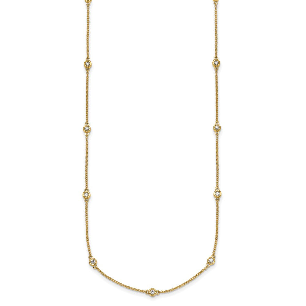 14K Gelbgold Komplett 3/8 Karat Zargenfassung-set Diamant und Ankerkette Kette 15-station 18 Zoll Halskette