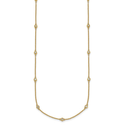 14K Gelbgold Komplett 3/8 Karat Zargenfassung-set Diamant und Ankerkette Kette 15-station 18 Zoll Halskette