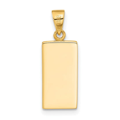 14K Gelbgold Polierter Feingold-Barren-Anhänger