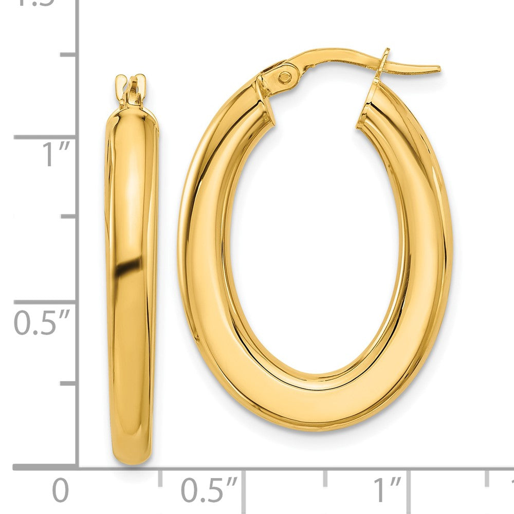 14K Gelbgold 3x29mm Poliert Oval Röhre Creolen