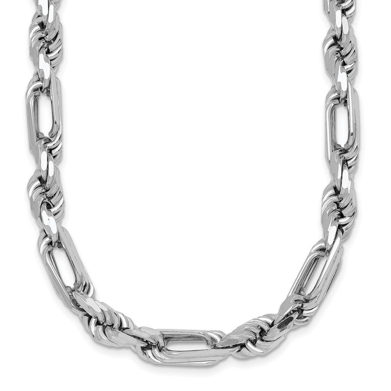 Sterlingsilber Rhodiniert Poliert 7.00mm Figaro Kordel Kette 19.75 Zoll Halskette