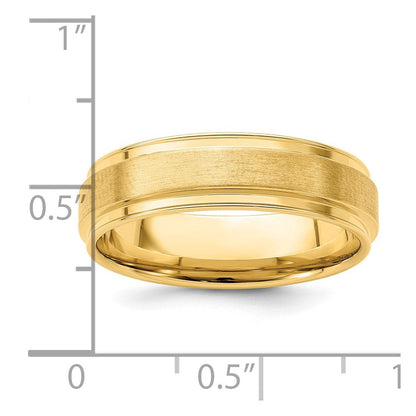 14K Gelbgold 6 mm Ehering mit Standardgewicht, Komfort-Passform und gebürsteter Satin-Optik