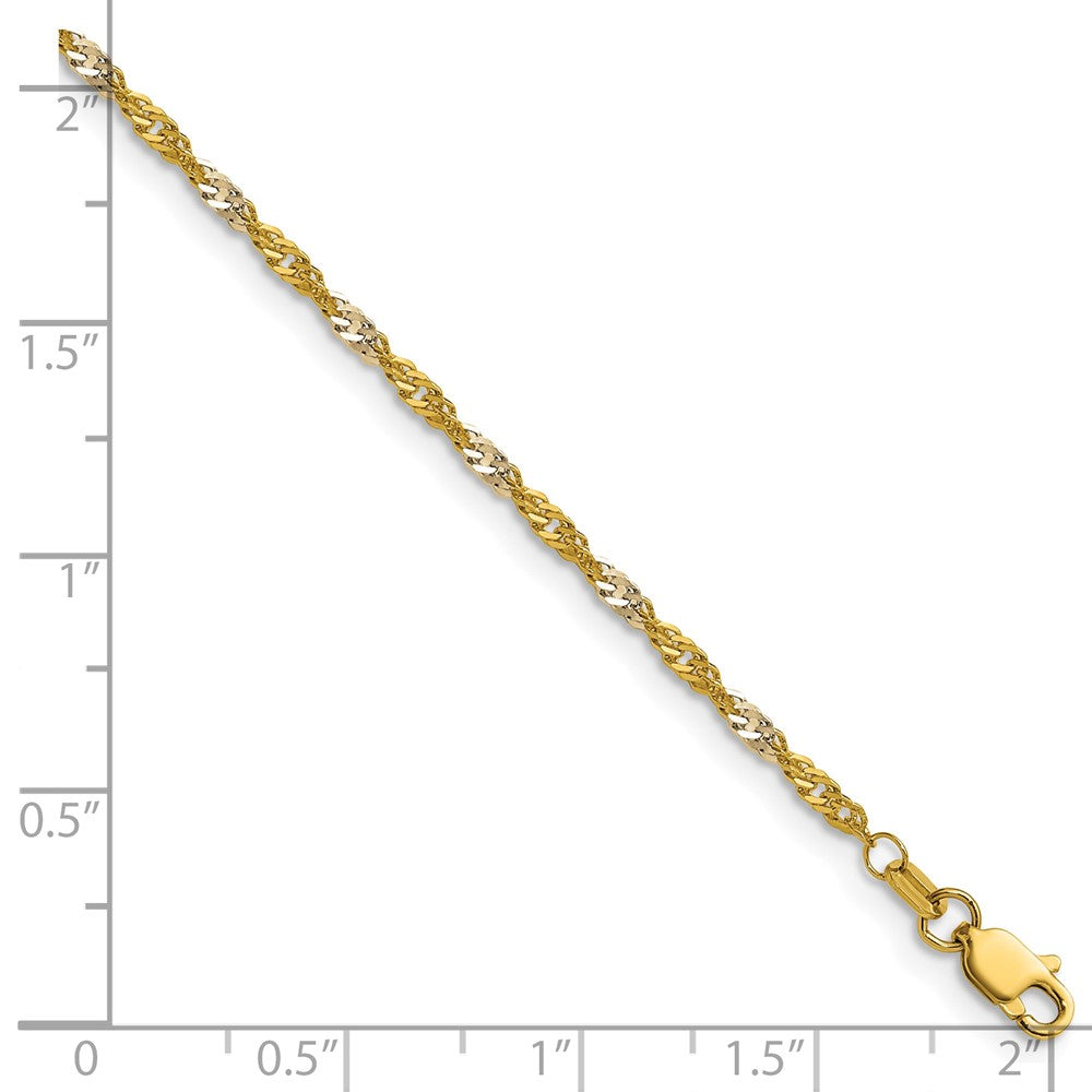 14K Gelbgold mit Rhodium 1.9mm Singapurkette Halskette