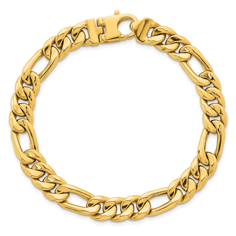 14K Gelbgold Poliert 8.75mm Flach Figaro Kette Herren Armband