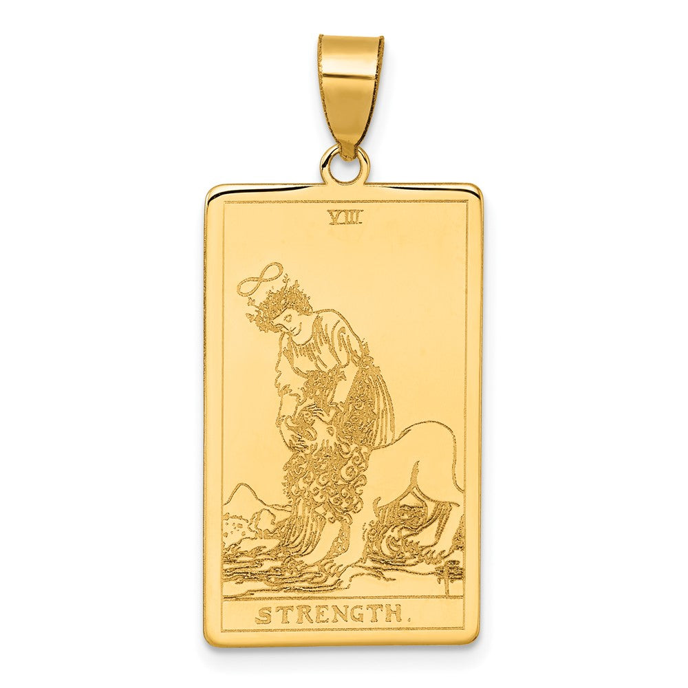14K Gelbgold Strength Tarot Card Anhänger