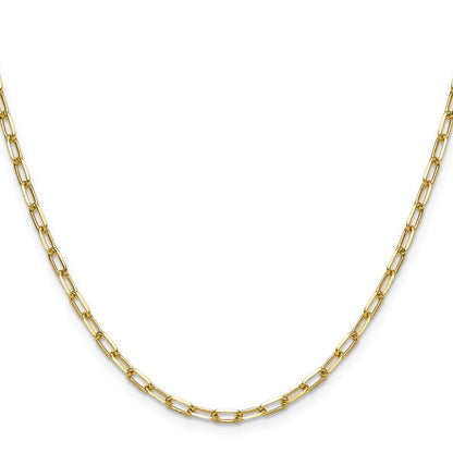 14K Gelbgold 3.0mm Massiv Abgeschrägt Büroklammer Halskette