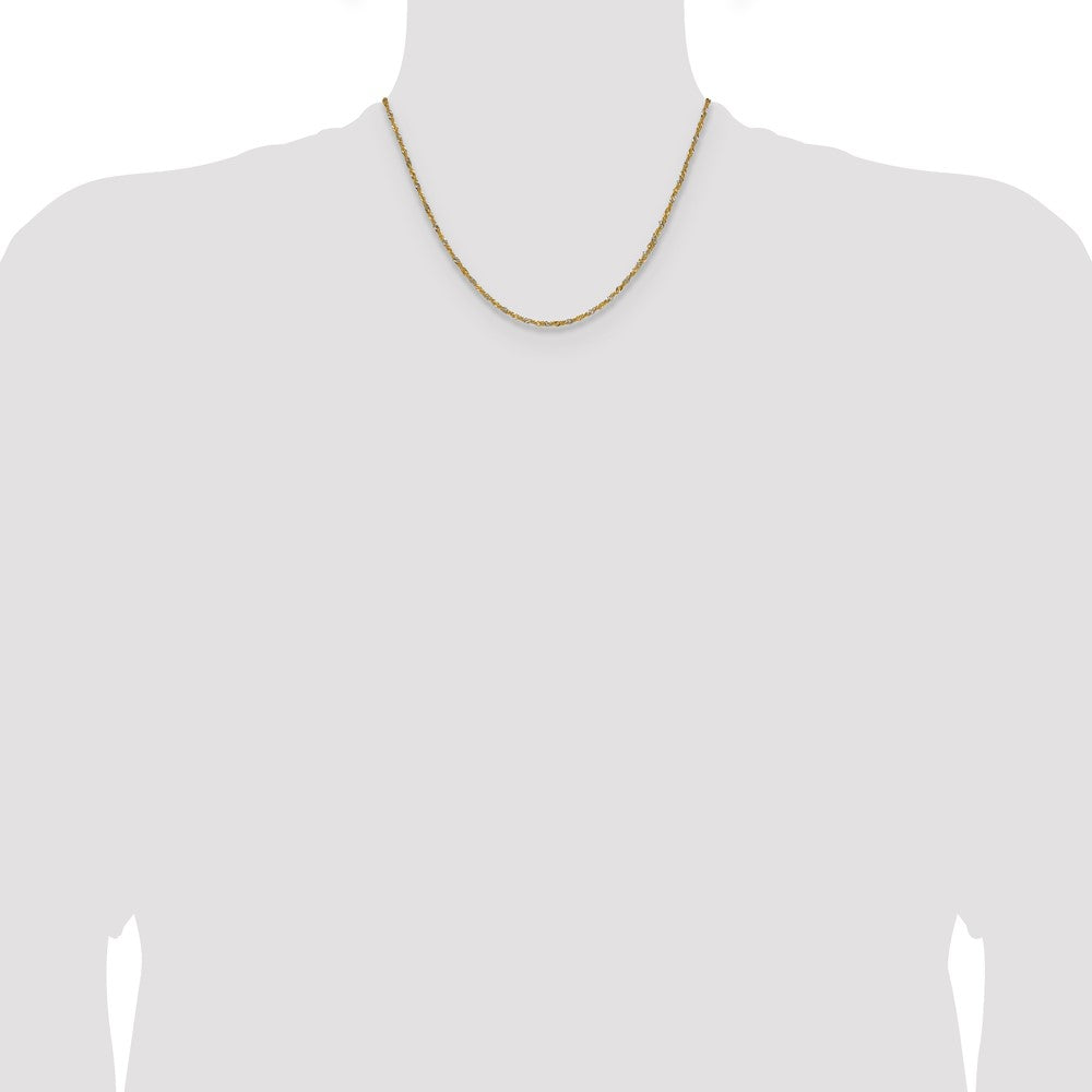 14K Gelbgold mit Rhodium 1.65mm Singapurkette Halskette