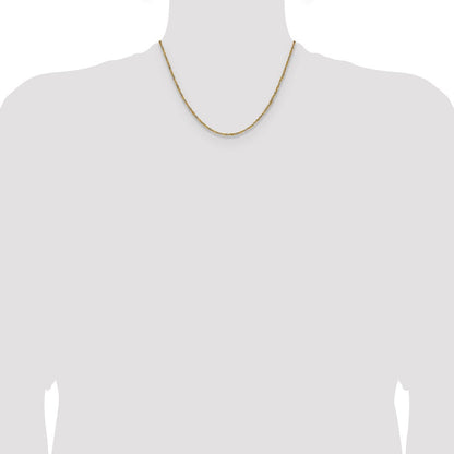 14K Gelbgold mit Rhodium 1.65mm Singapurkette Halskette