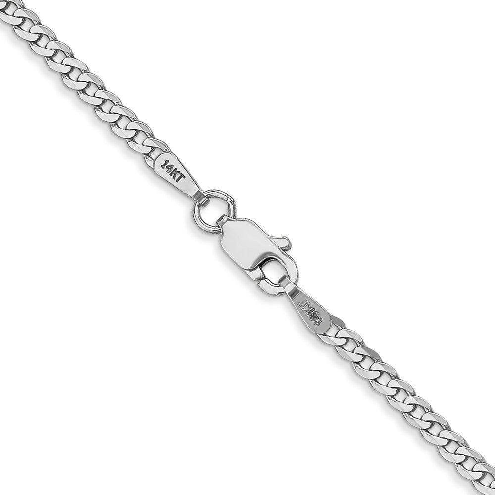 14K Weißgold 2.2mm Flach Abgeschrägt Panzer Halskette