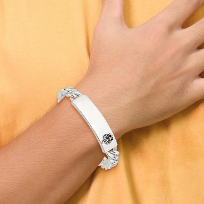 Sterlingsilber Antikisiert Fleur-de-lis Id Herren Armband