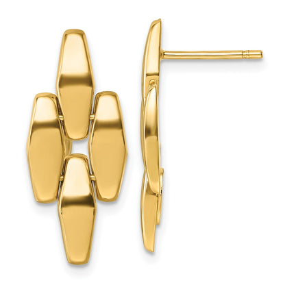 14K Gelbgold Poliert Fantasieglieder Geometric Hängend Ohrstecker