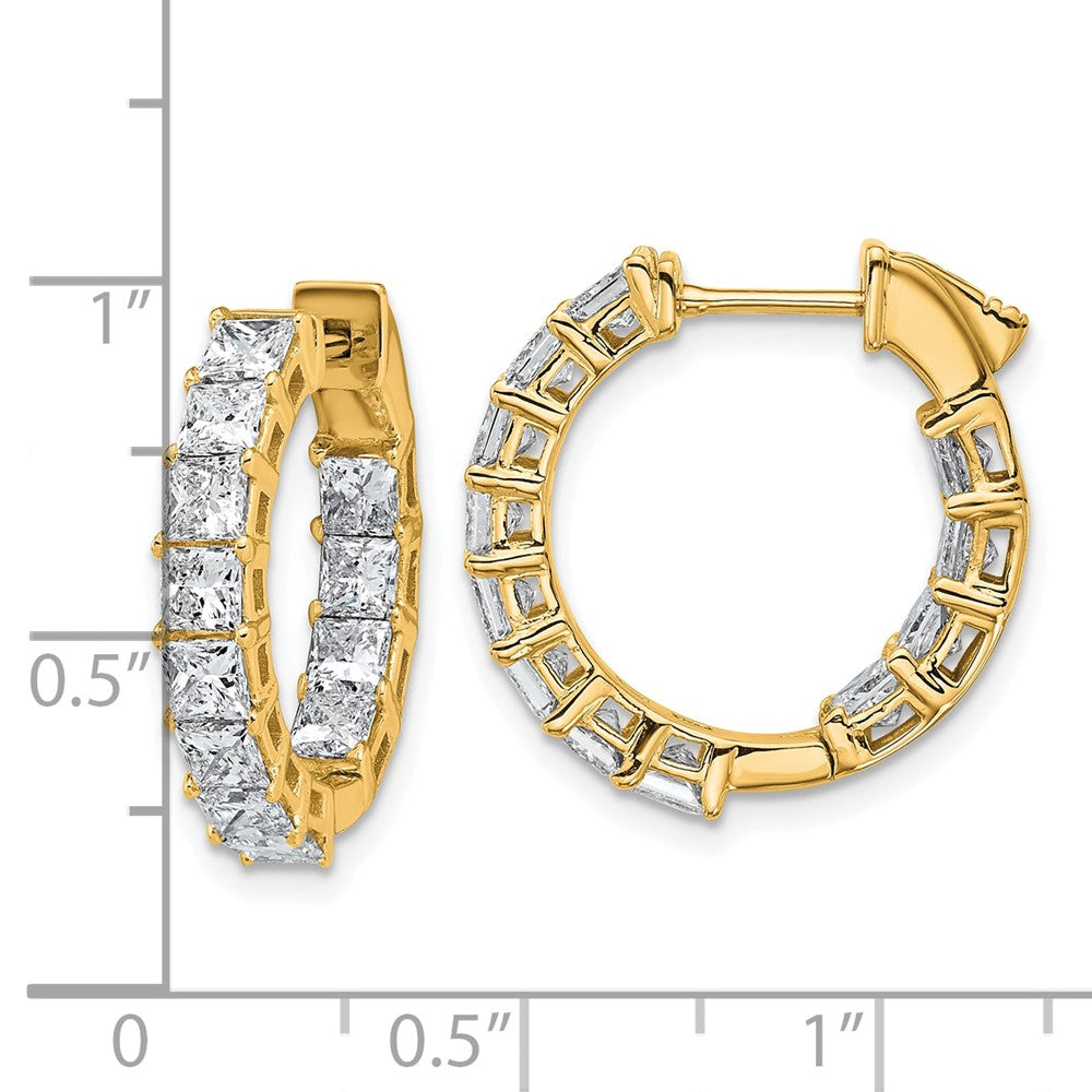 14K Gelbgold Innen/Außen Zertifizierte Im Labor Gezüchtete Diamant-Creolen mit Prinzessschliff, VS/SI FGH