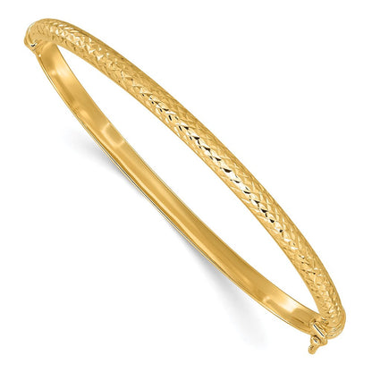 14K Gelbgold Poliert Diamantiert 4.00mm Klappbar Oval Armreif Armband