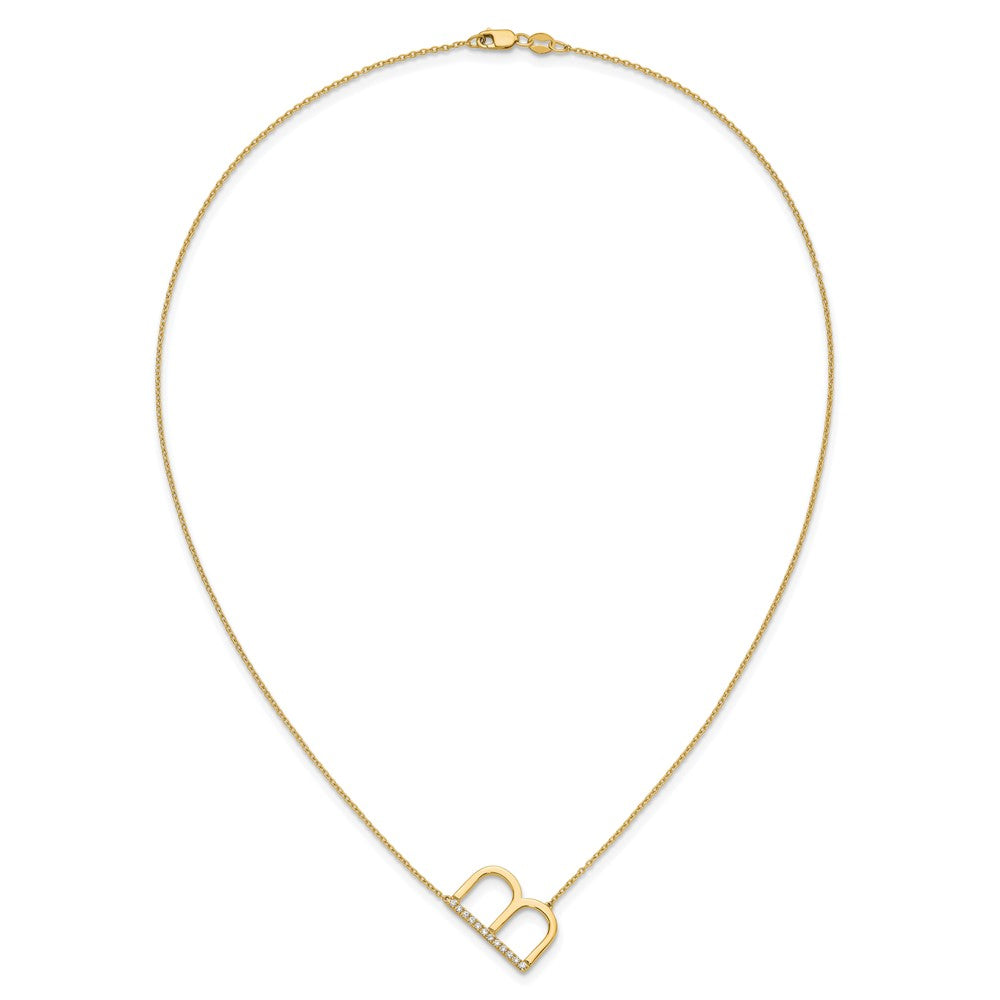 14K Gelbgold Seitlich Diamant Initiale B 18 Zoll Halskette