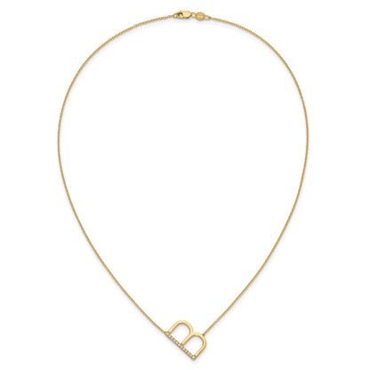 14K Gelbgold Seitlich Diamant Initiale B 18 Zoll Halskette