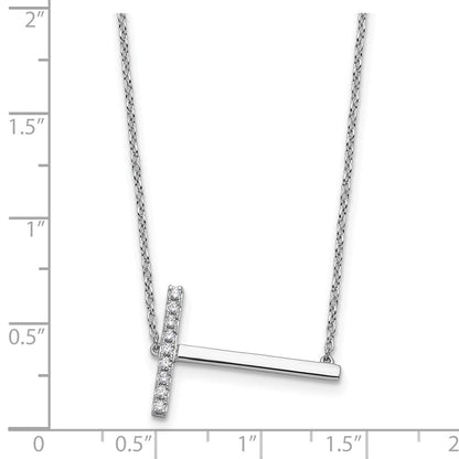 14K Weißgold Seitlich Diamant Initiale T 18 Zoll Halskette