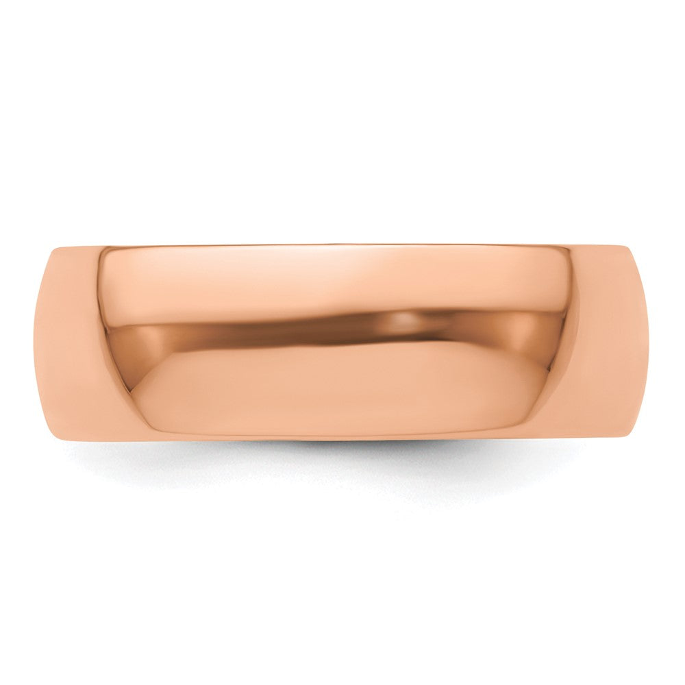 14K Roségold 7 mm leichter halbrunder Ehering