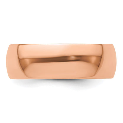 14K Roségold 7 mm leichter halbrunder Ehering