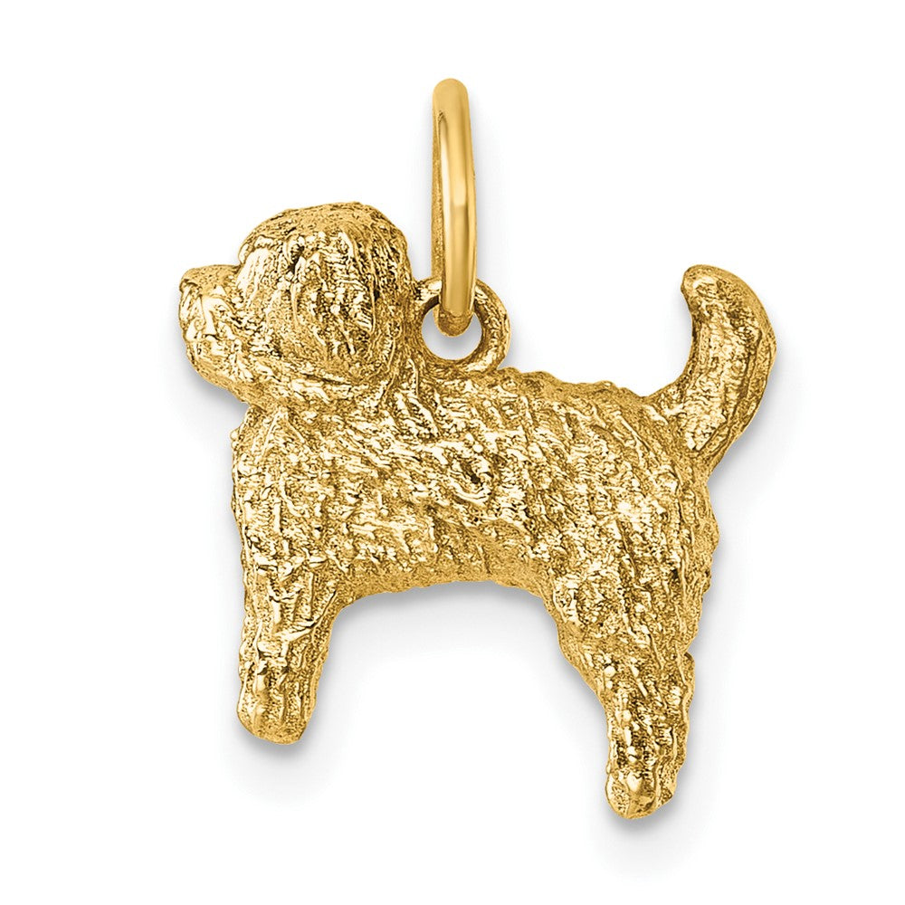 14K Gelbgold Polierter Struppiger-Hund Anhänger