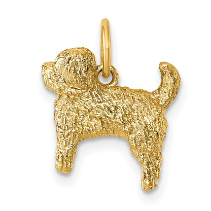 14K Gelbgold Polierter Struppiger-Hund Anhänger