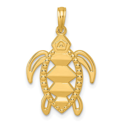 14K Gelbgold Poliert Schildkröte Anhänger