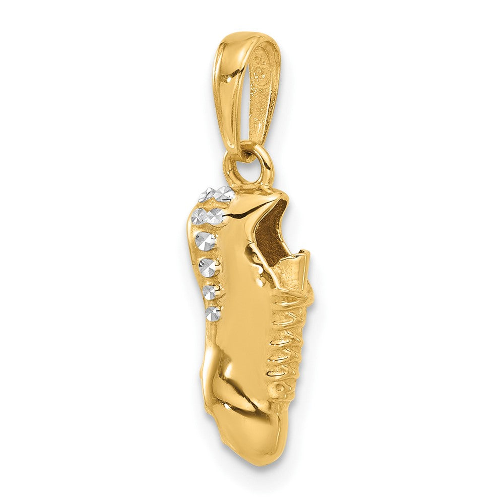 14K Gelbgold und Rhodium Anhänger „Fußballschuh" mit Diamantschliff
