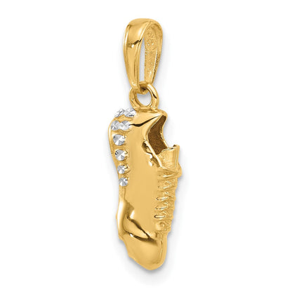 14K Gelbgold und Rhodium Anhänger „Fußballschuh" mit Diamantschliff
