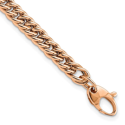 14K Roségold Poliert Panzer Glieder 7.75 Zoll Armband
