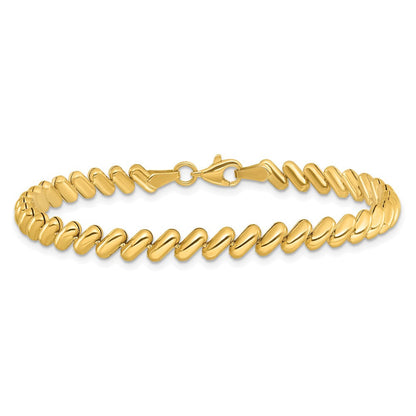 14K Gelbgold Poliert 7 Zoll Armband