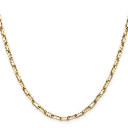 14K Gelbgold 3.5mm Massiv Abgeschrägt Büroklammer Halskette
