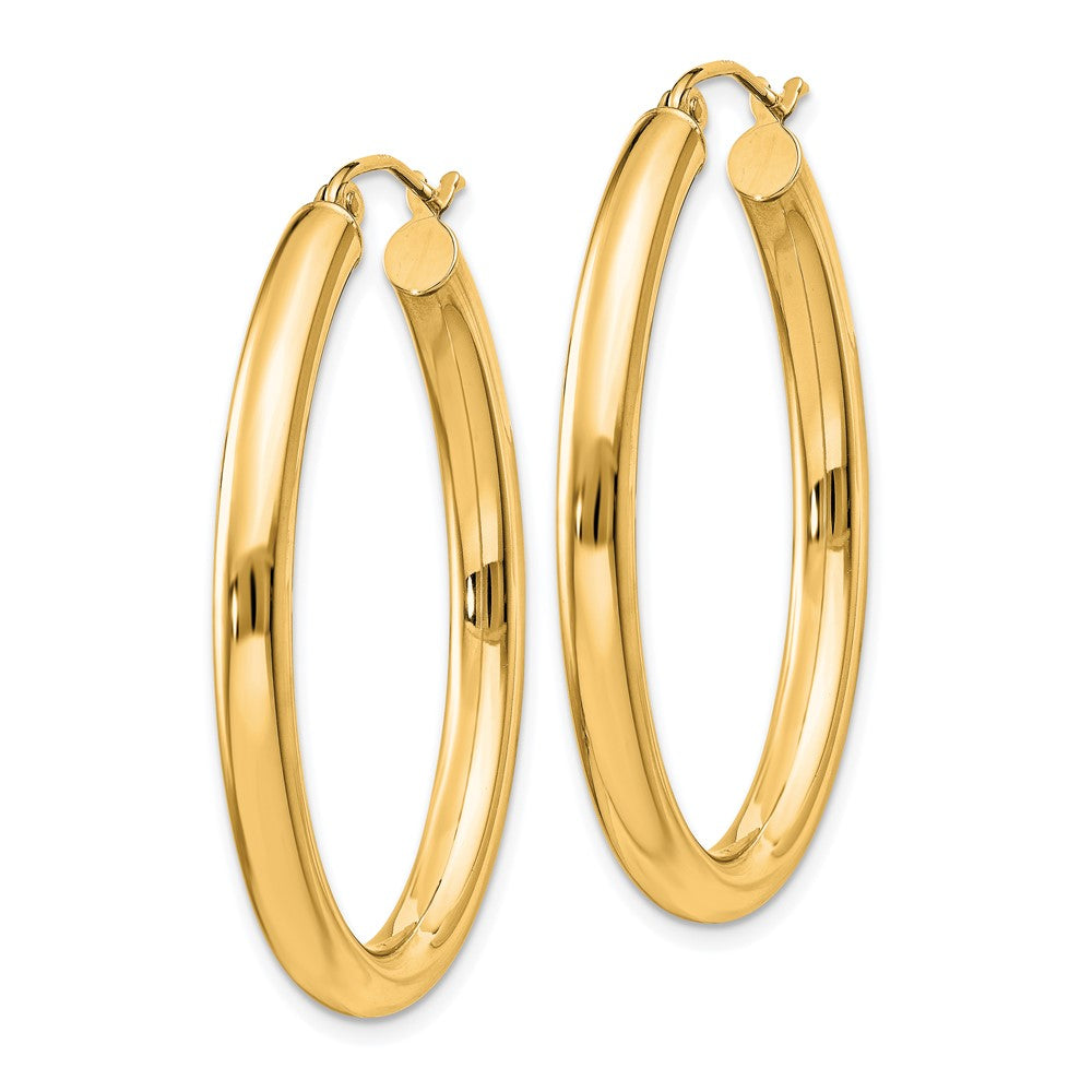 14K Gelbgold 3.5x38mm Poliert Oval Röhre Creolen