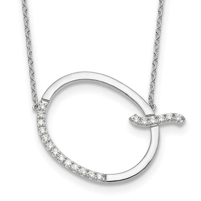 14K Weißgold Seitlich Diamant Initiale Q 18 Zoll Halskette