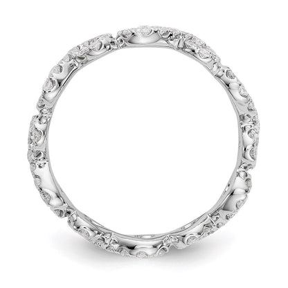 14K Weißgold Poliert Unendlichkeit Shared U Krappen Größe 7.5 Diamant Memoire B