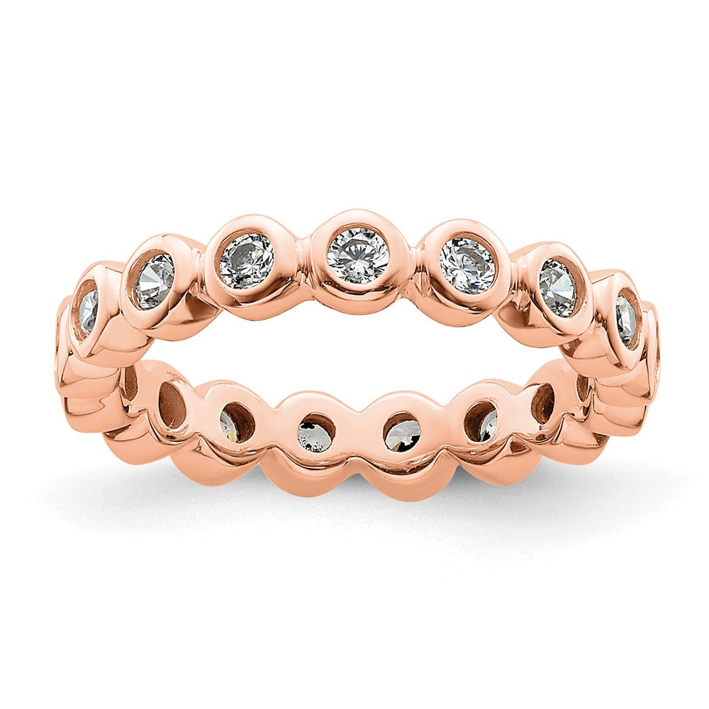 14K Roségold Poliert Größe 4 Zargenfassung-set 1/2 Karat Diamant Komplett Memoire Ehering Ring