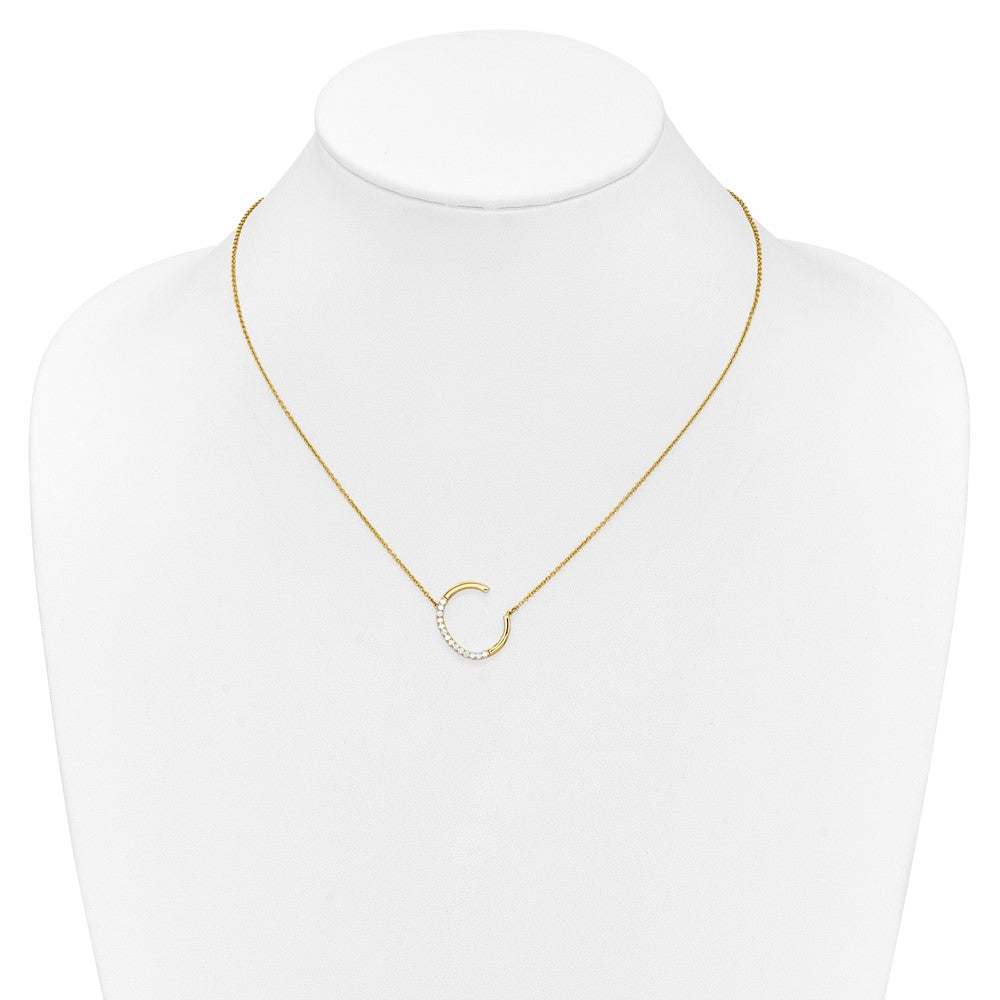 14K Gelbgold Seitlich Diamant Initiale C 18 Zoll Halskette