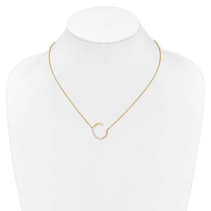 14K Gelbgold Seitlich Diamant Initiale C 18 Zoll Halskette