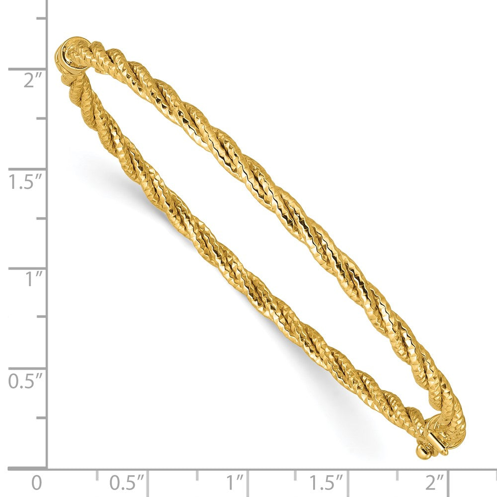 14K Gelbgold Poliert und Diamantiert Gedreht Klappbar Armreif