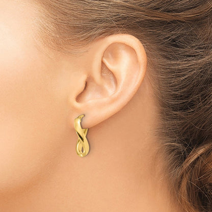 14K Gelbgold Poliert Gedreht Oval Creolen