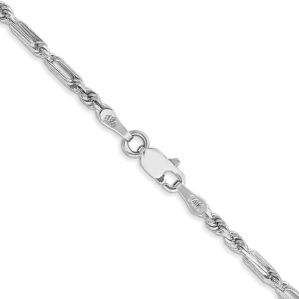 14K Weißgold 2.5mm Diamantiert Milano Kordel Halskette