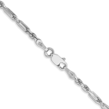 14K Weißgold 2.5mm Diamantiert Milano Kordel Halskette